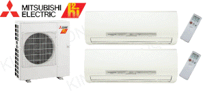 Mitsubishi MXZ2C20NAHZ MSZFH12NA MSZFH12NA DUAL Zone Hyper Heat Ductless Split System